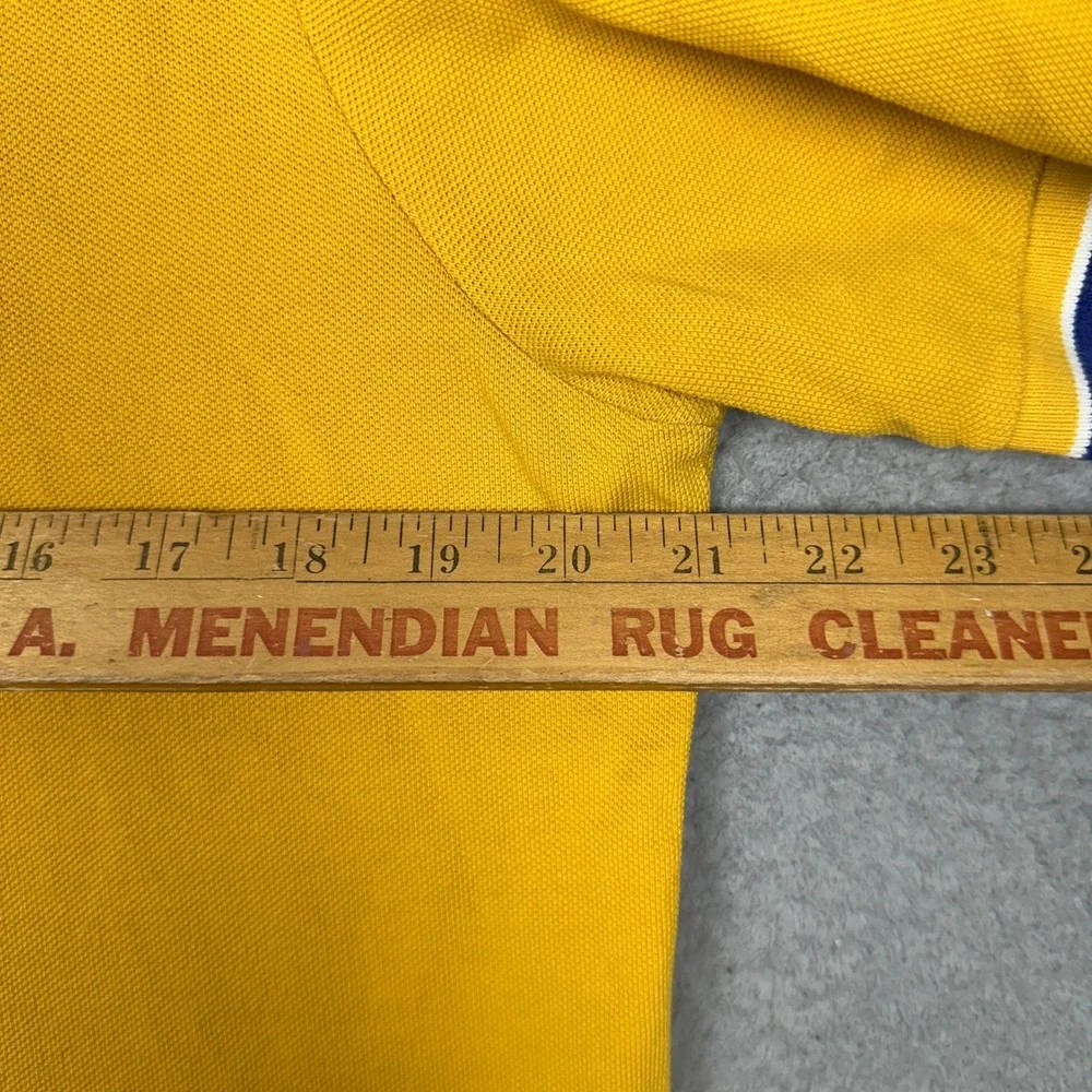 Polo Ralph Lauren Polo Shirt Mens Medium Classic Fit Yellow Tipped Trim Rugby
